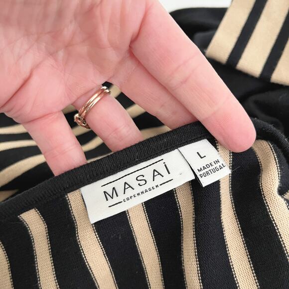 Masai Copenhagen Travertine Colorblock Stripe Nenala Cotton Shift Dress Size L - Picture 7 of 9